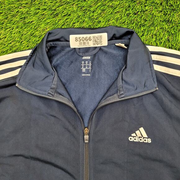 Adidas Track Jacket Medium 21x28 Blue White 3-Stripes Tricot - Picture 10 of 16